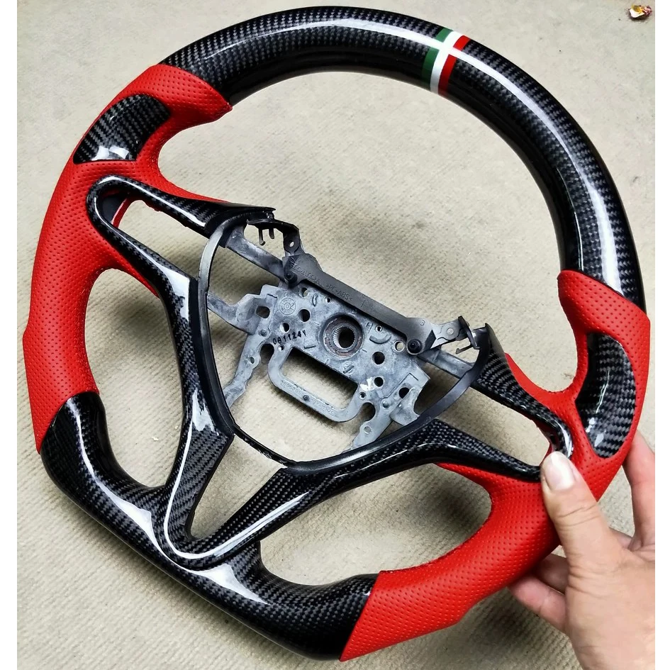 

Carbon fiber steering wheel For Honda Fit 2 GE8 civic 8.5 Old CITY Assembly without airbag Perforated leather customized