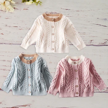 

New Autumn Newborn Toddler Coat Winter Baby Bokep Children Kid Sweater Knitted Wool Jacket Pink Beige 2019 Roupa Infantil Menino
