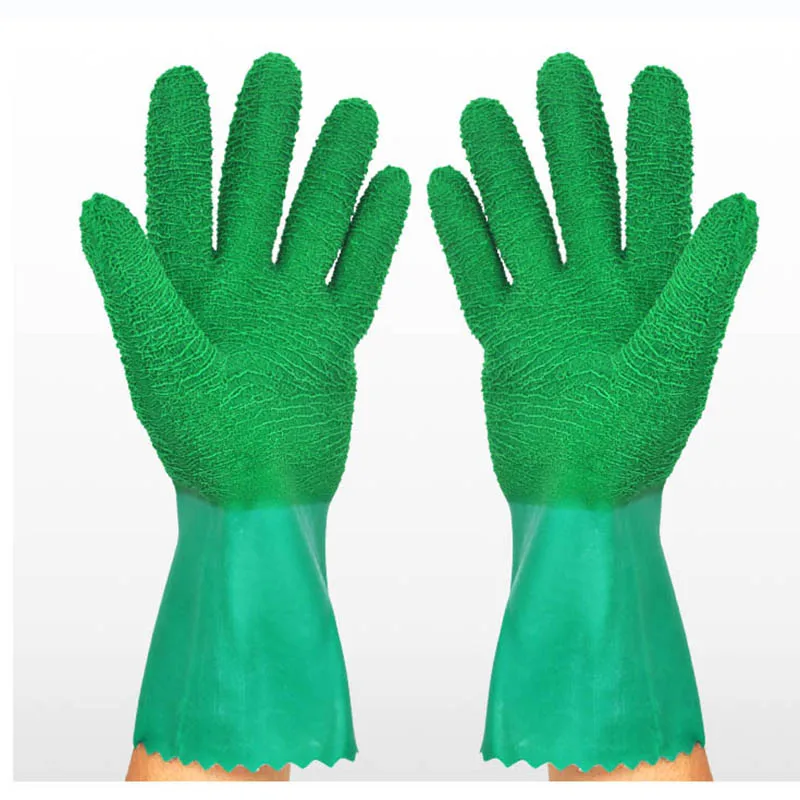 Heat Insulation Rubber Gloves High temperature Resistant 250 degree Kitchen Cooking Gloves Waterproof Anti-skid Anti oil splash - Цвет: Зеленый