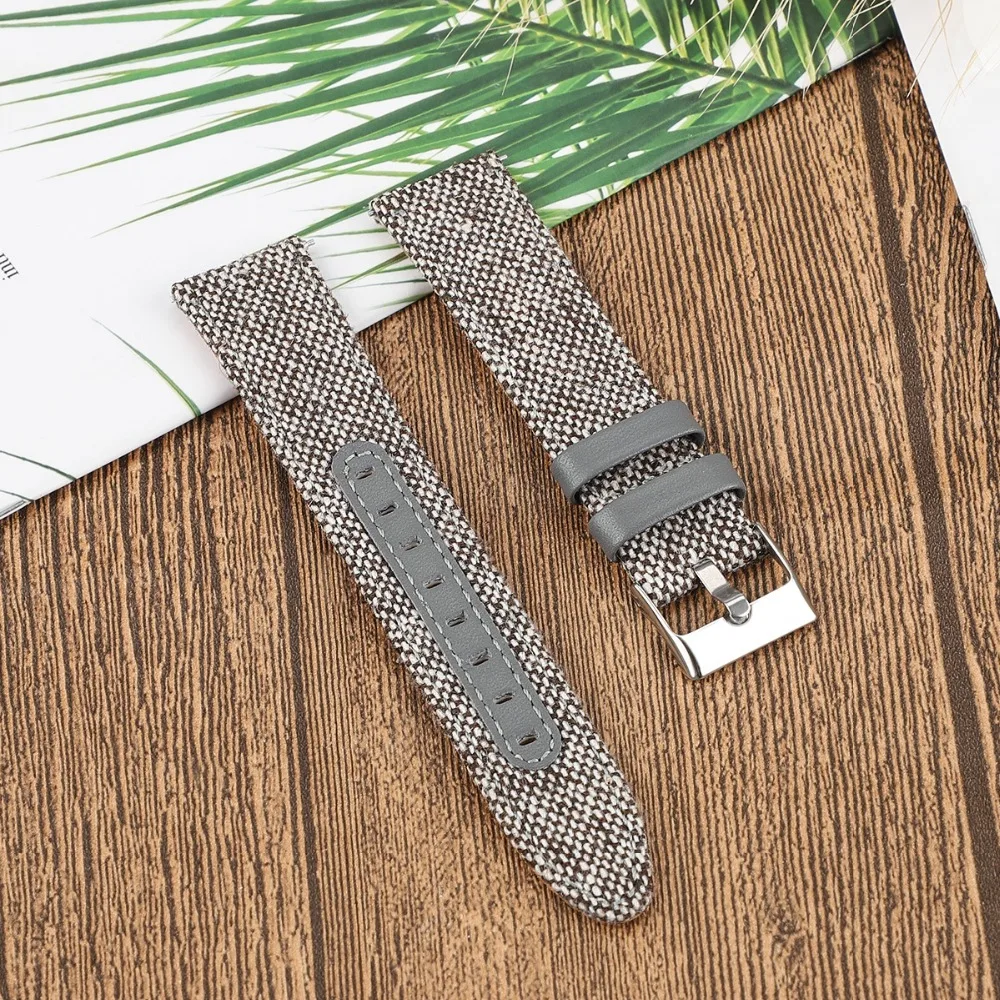 20 мм 22 мм холщовый ремешок для Galaxy Watch Active 2 нейлоновый кожаный быстросъемный браслет для Galaxy Watch 42 мм