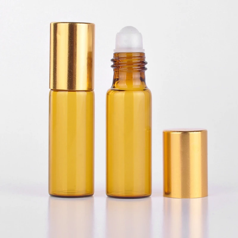 

2000 шт./лот 5 мл стеклянные флаконы для духов, коричневые многоразовые флаконы для эфирных масел, стеклянные флаконы со стальным или стеклянным роликом