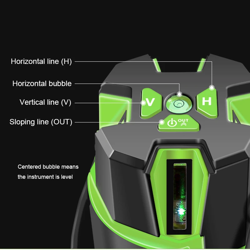 Green Light Laser Level 2/3/5 Lines Level Ruler 360 degree Fine-tuning Outside Strong Light Level Meter Cross Line Glare Point