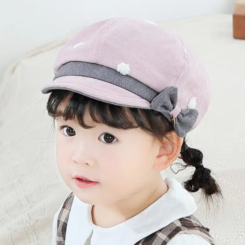 Berets D Automne A Nœud Papillon Pour Bebe Fille Casquette Classique A Motif De Points Style Retro A La Mode Aliexpress