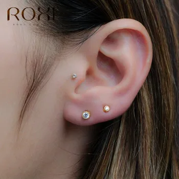 

ROXI 2019 New Women Classic Shining Zircon Small Stud Earrings Piercing Ear Jewelry 925 Sterling Silver Austrian Crystal Earring