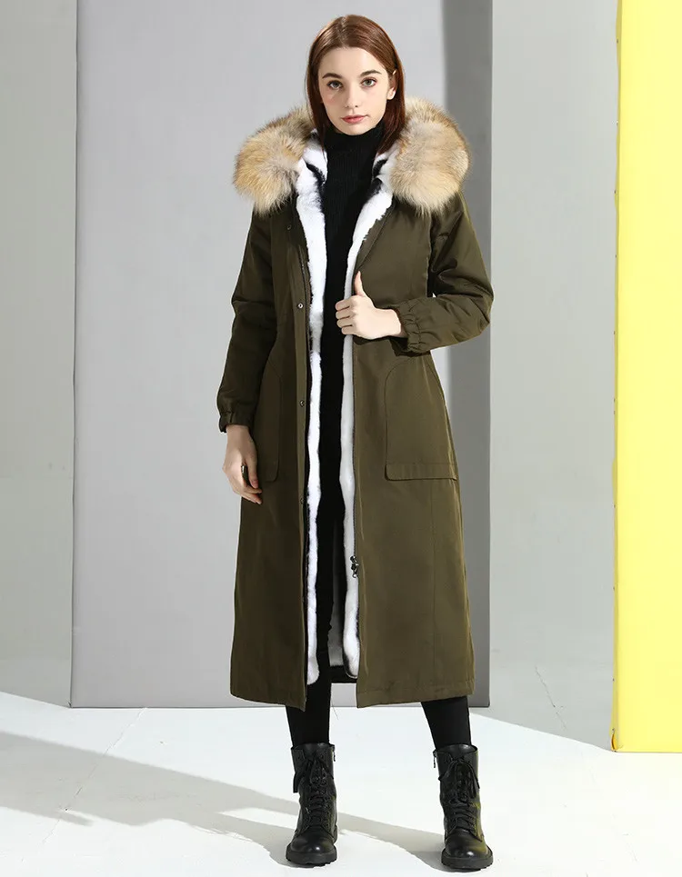 

Natural Rabbit Fur Liner Parka Women Clothes 2020 Winter Jacket Women Fox Fur Collar Long Coat Female Overcoat MY3529