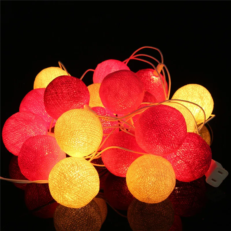 

3Meters Fabric Cotton Ball 20 LED String Lights Fairy Xmas Christmas Wedding Holiday Party Home Decoration Lamp Bulb US Plug