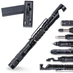 Stylo tactique multifonction d'auto défense pour téléphone portable, stylo pour écran tactile, outil de survie en plein air avec boussole 