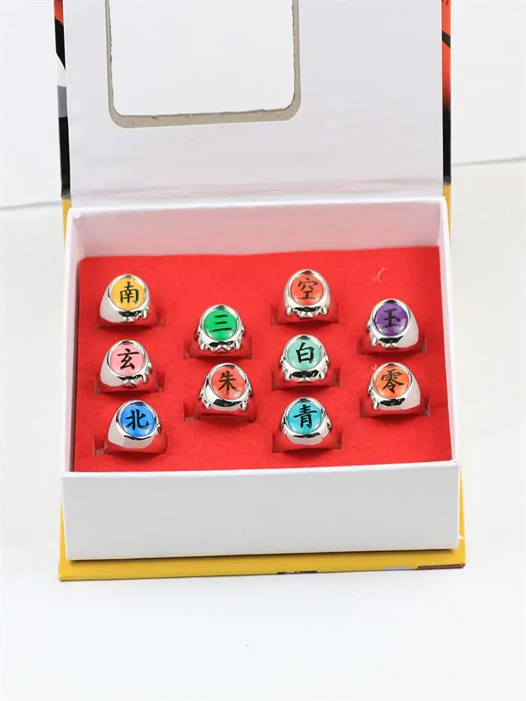 10 style Anime HOKAGE Naruto Akatsuki cosplay Rings Sasori Itachi Hidan Deidara Pein accessories Prop