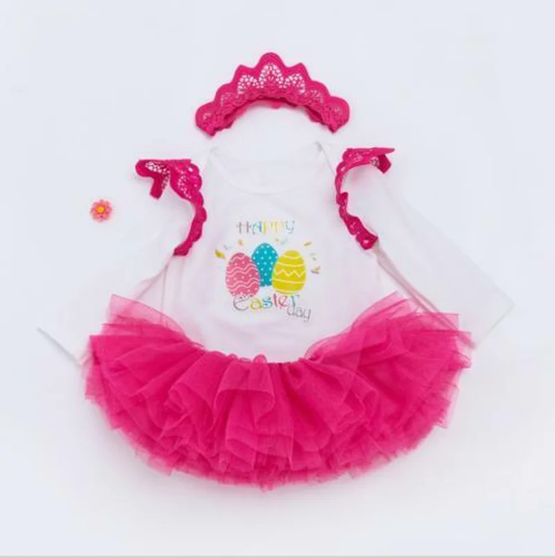 

22'' Reborn Baby Clothing Princess Dress For Birthday Party Gifts 3pcs Set American Girl Doll Clothes Baby Doll Accessories