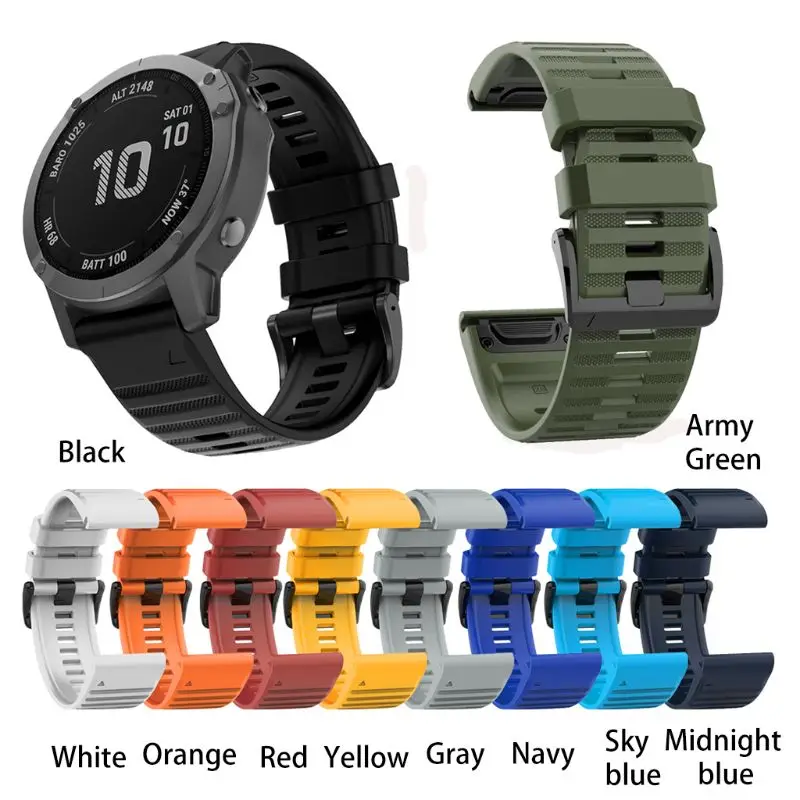 

26mm Sports Watch Strap Silicone Wrist Band for Gar-min Fenix6X/5X/5X Plus/3 Kit