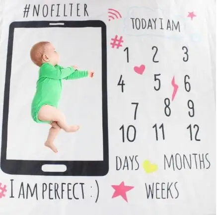 

Baby Months Growths Milestone Background Photo Blanket Decor Accessories Infant Photo Backdrop Cloth Calendar Photo Props Carpet