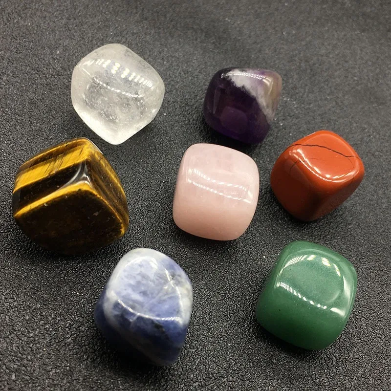 Seven Chakra 7 цветов набор Йога неровные рейки Исцеляющие кристаллы камень тигровый