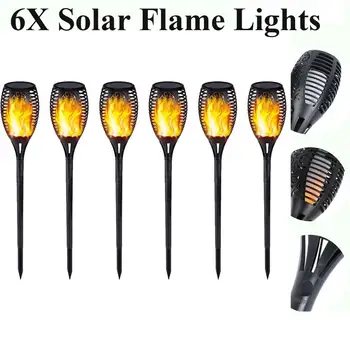 

6pcs 12LED Outdoor Garden Solar Flame Light Waterproof LED Torch Lamp Flickering Flame Solar Lights Courtyard Garden Decoration
