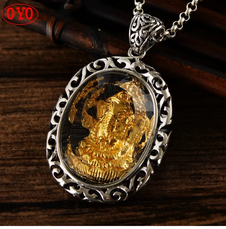 

100% 925 sterling silver national style fashion oval domineering personality elephant trunk fortune pendant