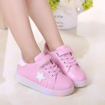 

Kids Shoes Star LED Color Shiny Light Girls Boys Casual Sneaker Length 13 to 15cm
