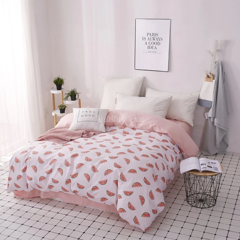 

Summer Watermelon Printed Duvet Cover Ins Style Soft Warm Adult Family Bed Quilt Cover Comforter Case Twin Full Queen King Size
