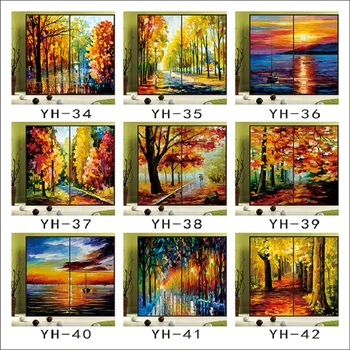 

Stained Window Film Custom Size Static Cling Privacy-Protection Oil Painting Scenery Warm Tint-Film Home Decoration 60cmx100cm