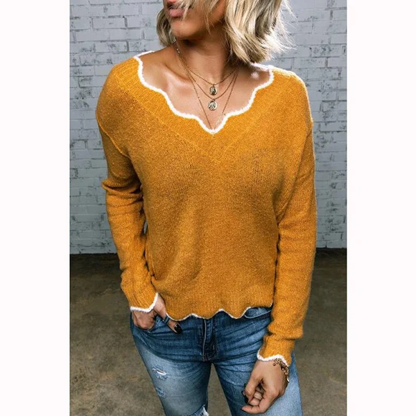 Lace Flaky clouds V-Neck Sweater 2020 Spring Women New Autumn Winter Sweater Hot Sale Simple Casual Full Fleece Warm Clothes