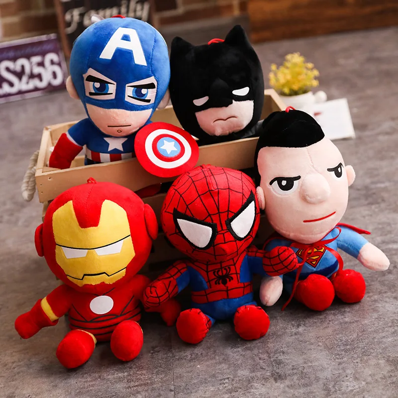 27 см Marvel Мстители 4 супергерой персонал плюшевые куклы Капитан Америка Железный человек Человек-паук Бэтмен Супермен плюшевые мягкие игрушки
