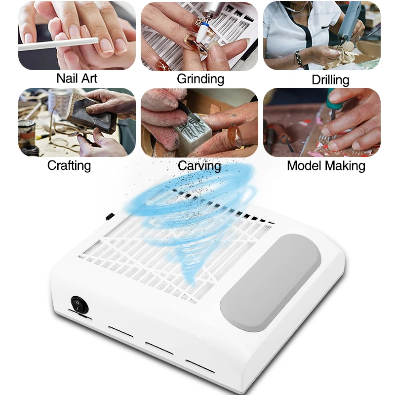 Nail Dust Collector 150W Nail Vacuum Cleaner Extractor Fan For Manicure Pedicure Dust Absorber With Removable Filter Nail Dust Collection For Salon