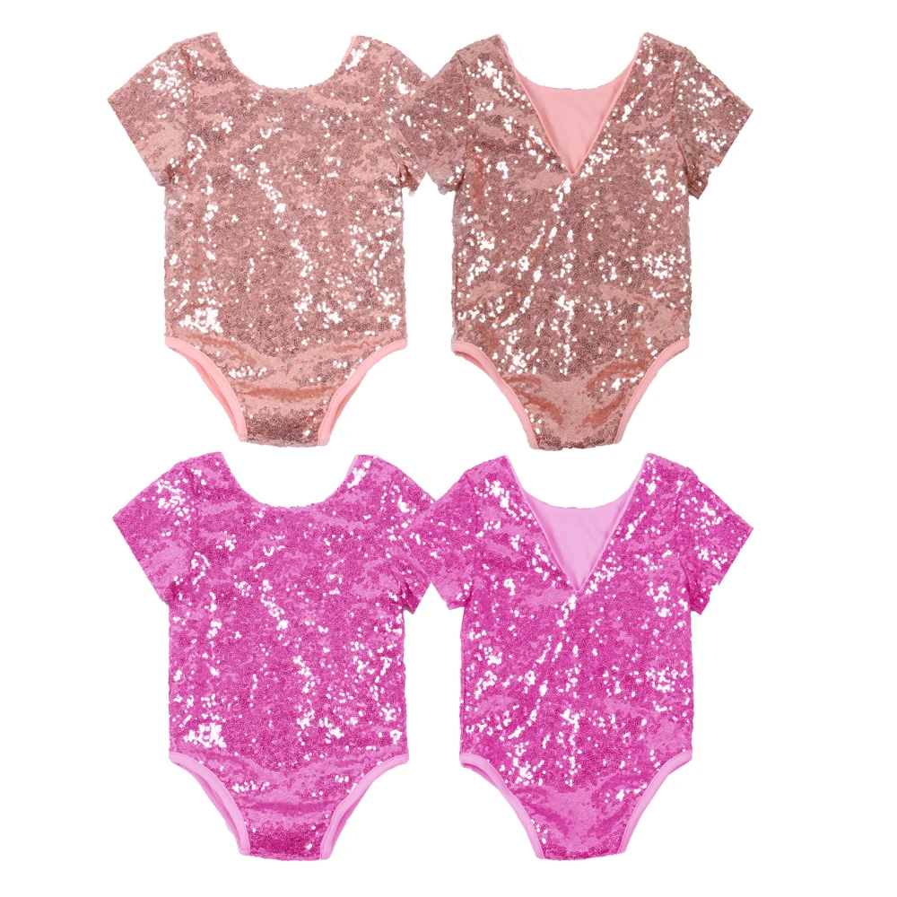Sequin Romper Baby Girls Solid Color Romper Hot Pink Summer Jumpsuit