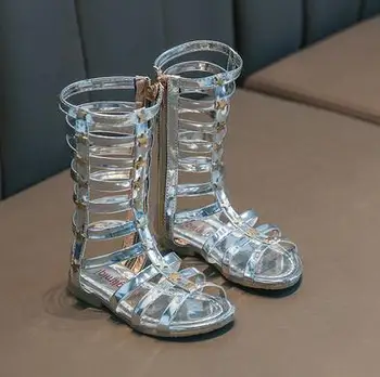 

Children Girls Sandal Glitter Star Summer Beach Shoes Knee High Top Gladitor Sandals Girls Beautiful Martin Boots