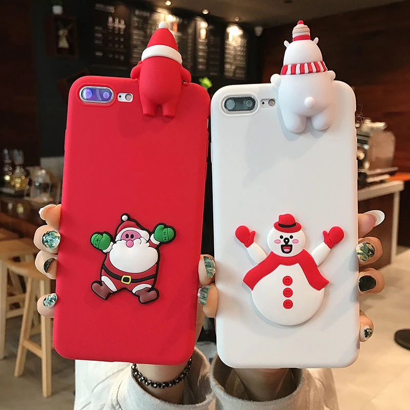 Веселый Рождественский мультяшный чехол для телефона iPhone 11 11Pro Max XR XS X XS Max 7 8 6 6S Plus 3D Снеговик и олень мягкая задняя крышка подарок