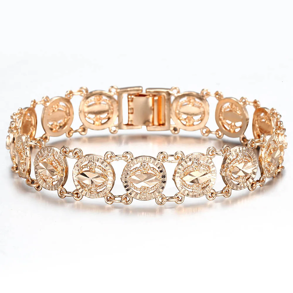 Bracelet Bangle for Women Ladies 585 Rose Gold Fashion Cut Out Carved Flower Heart Oval Wristband Jewelry Party Gift 20cm DCBM04 - Окраска металла: 11mm Oval