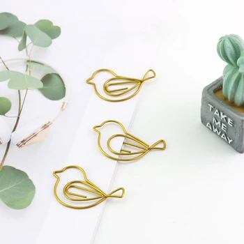 

15 Pcs/pack Cartoon Mini Animal Bird Gold Metal Paper Clips Binder Photo Memo Clip Bookmark Office School Stationery Gifts