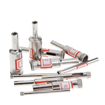 

11Pcs 4-15mm Diamond Coated Core Saw Hole Drill Tool Set For Glass Marble Tiles