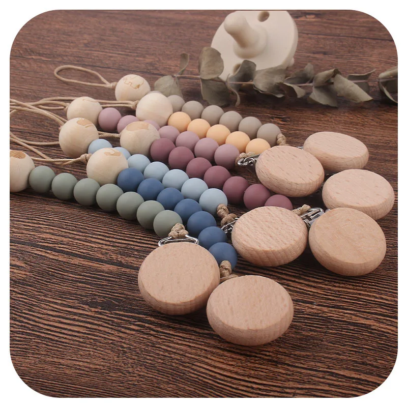 TYRY.HU New Silicone Pacifier Chain BPA Free Baby Wooden Nipple Teething Molar Accessorie Child Gifts | Мать и ребенок