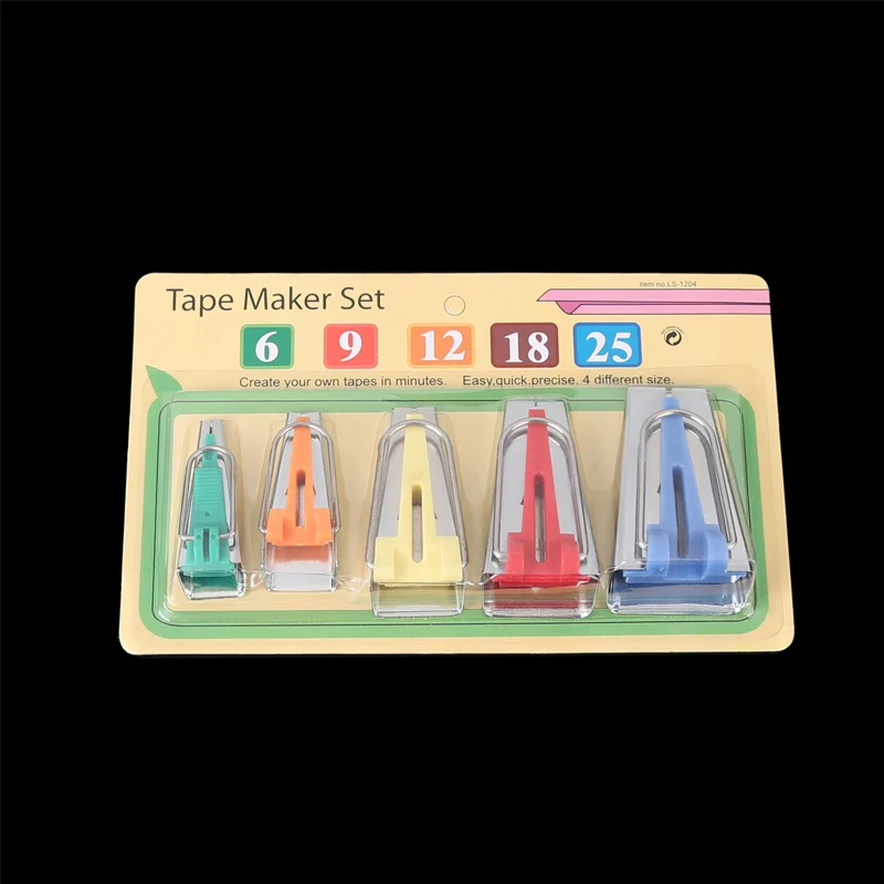 TOP Quality Sewing Accessories Bias Tape Makers - 5 Size 6mm 9mm 12mm 18mm 25mm Bias Binding Tape Maker wool needle art