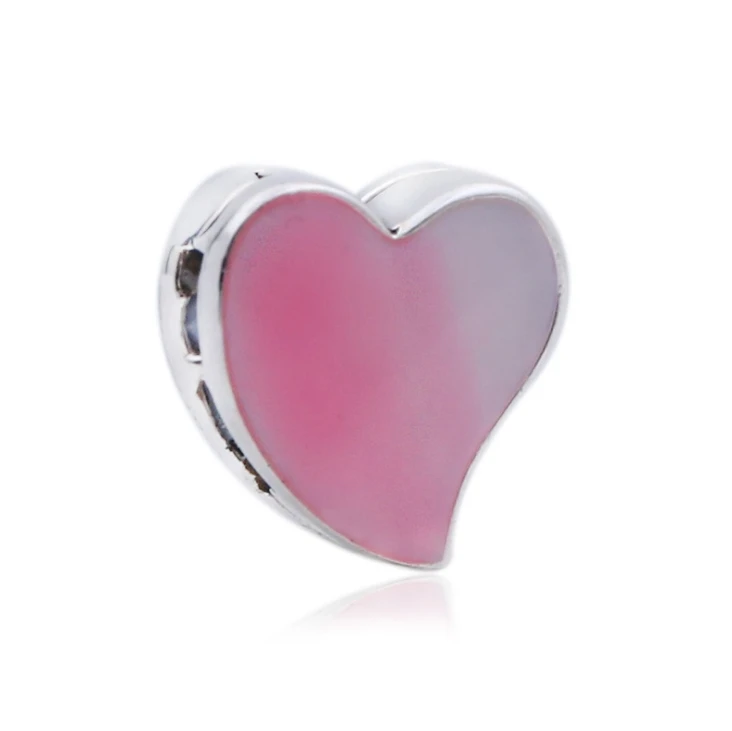 Модный серебряные бусины 925 пробы рефлексивный Асимметричный браслет с зажимом в виде сердца, браслет Pandora, Женские Ювелирные изделия DIY