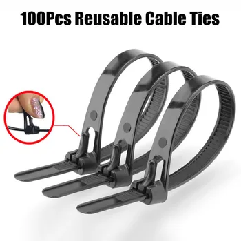 

100Pcs Releasable Nylon Cable Ties May Loose Slipknot Tie Reusable Packaging Plastic Zip Tie Wrap Strap