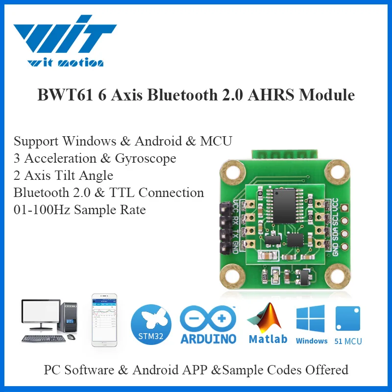 WitMotion Bluetooth 2.0 AHRS BWT61 6 Axis Sensor Digital Tilt Angle