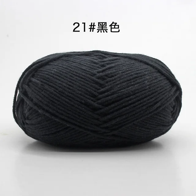 Hot Sale Multi Color Cotton Silk Knitting Yarn Soft Warm Baby Yarn for Hand Knitting thread Supplies 50g/lot No.21 Black