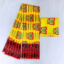 Горячая 4Y органза+ 2Y лента Материал цветной Nigrian дизайн Африканский Воск узор атласная шелковая ткань TJ102509