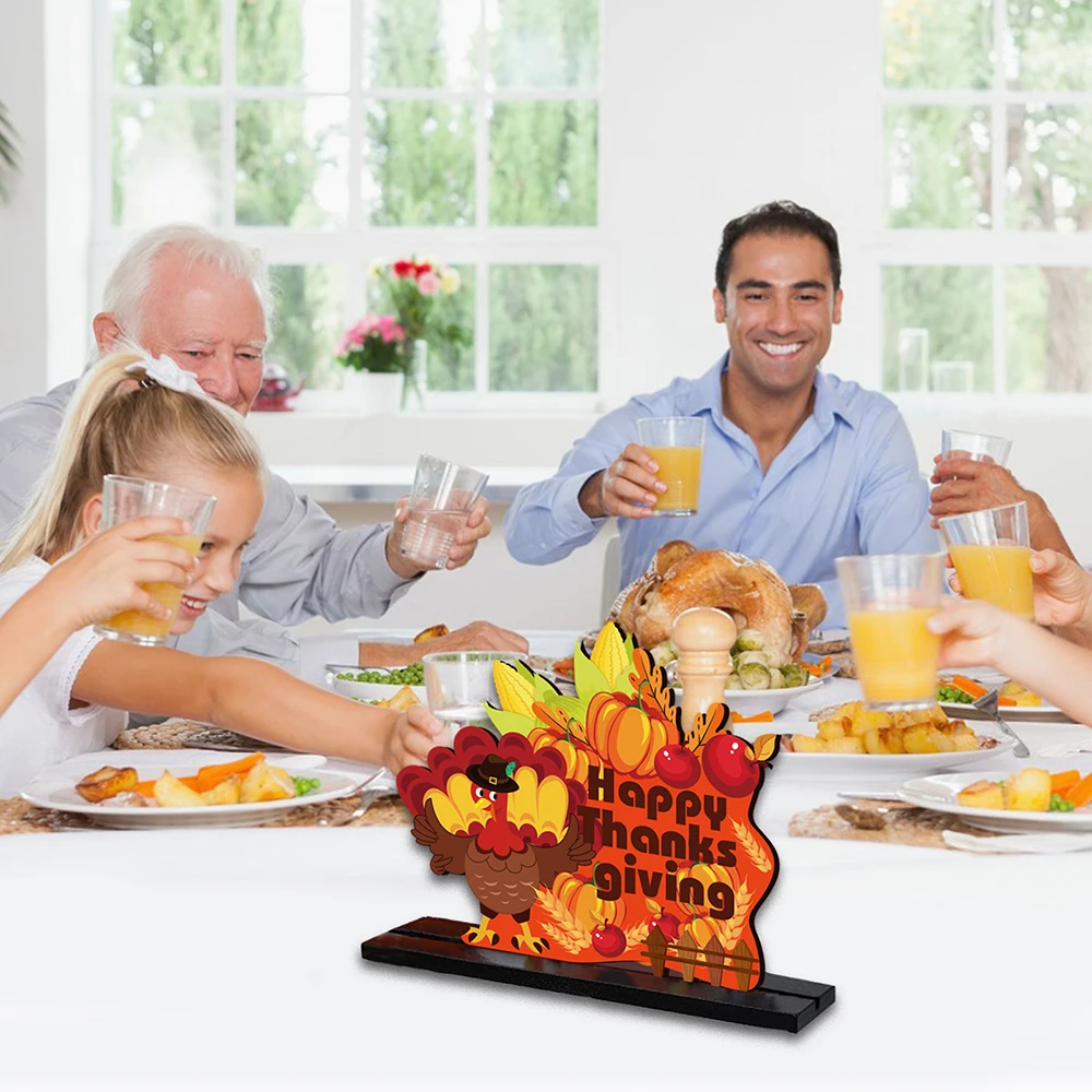 

Осенний кленовый лист Счастливого Дня благодарения дневные украшения Тыква индейка деревянная подставка деревянный знак для фокусов стол поднос центральные части