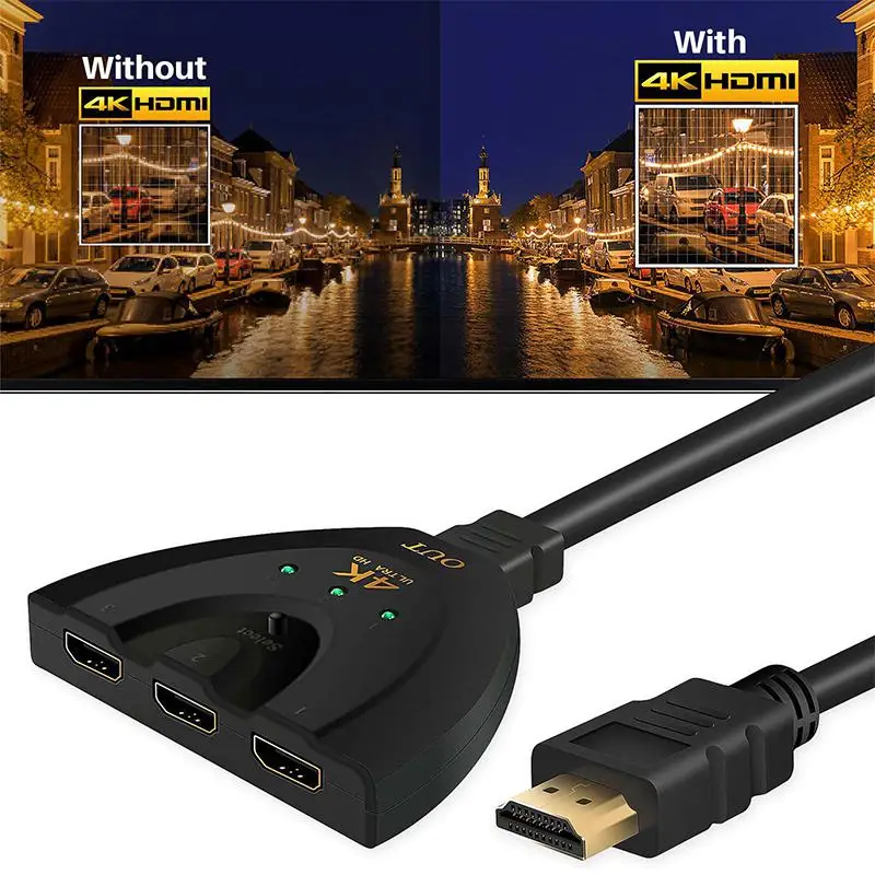 4K 3D Mini 3 порта HDMI коммутатор 4K HDMI сплиттер 1080P 3 в 1 выход порт концентратор для DVD HDTV для Xbox PS3 PS4