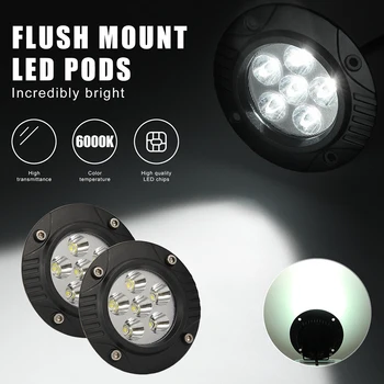 

5 inch Multi-functional Flush Mount Offroad LED Work Light Durable Practical Classic Flood Spot Driving Lamps Pack of 2
