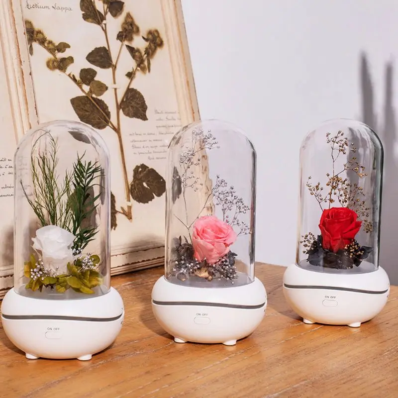 

LED Rose Light Preserved Rose Aromatherapy Lamp Aroma Essential Oil Diffuser with 7 Colors Changing Light for Birthday Christmas