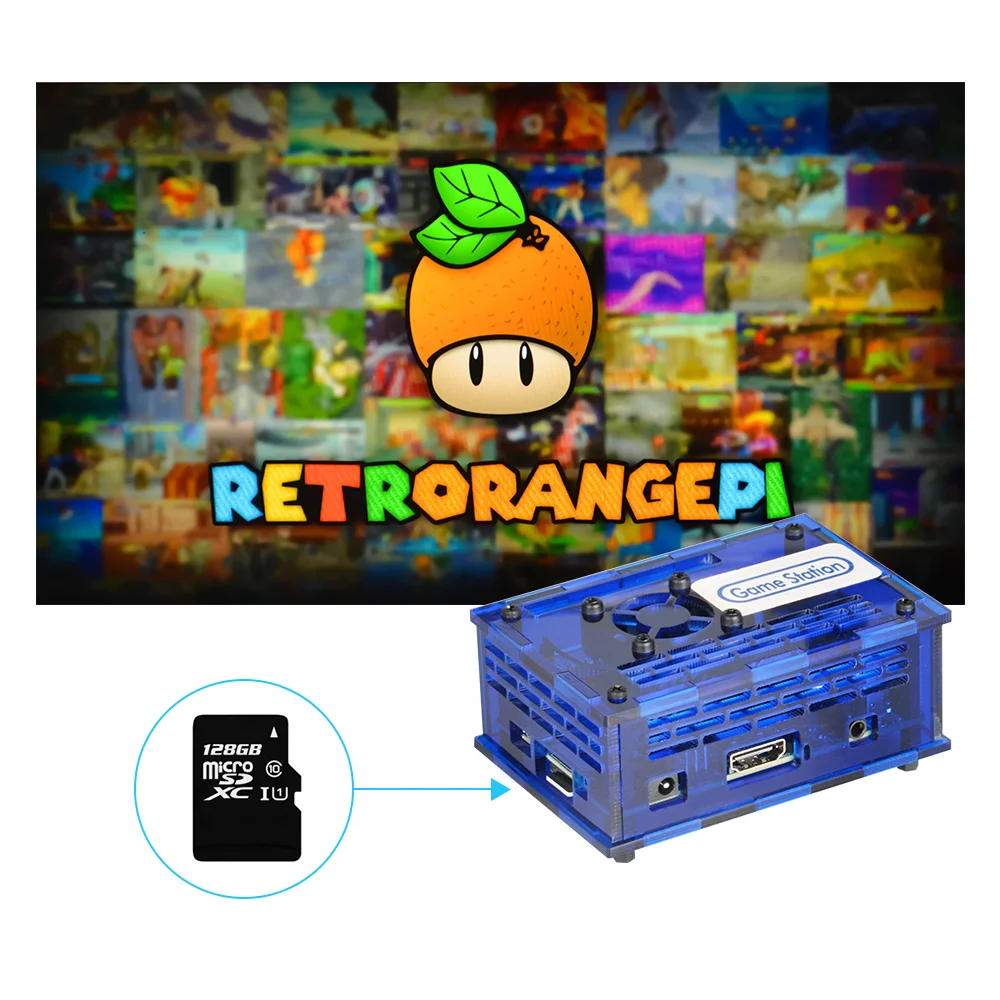 128GB RETRORANGEPI игровая станция KODI настольный мини ПК HDMI w/17000+ игры ретро пирог система KODI аркадная полный комплект