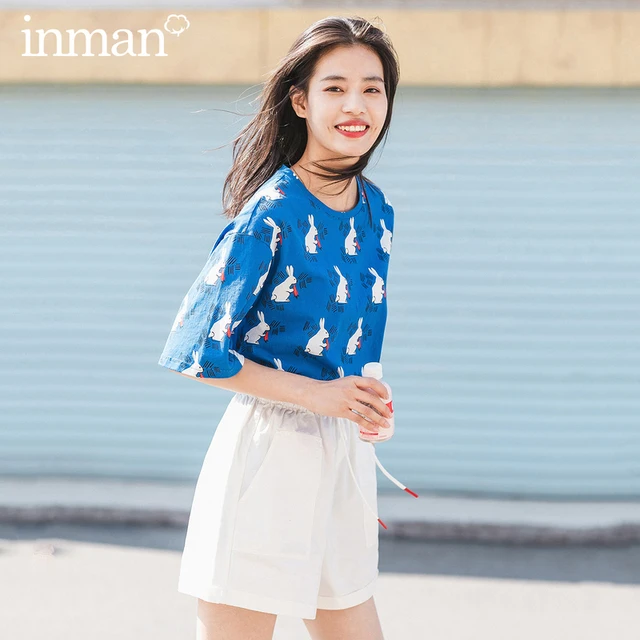 US $11.48 INMAN 2020 Summer New Arrival Pure Cotton Cute Funny Printed Vitality Leisure Short Sleeve T-shirt