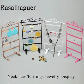 

48 Holes Metal Gfit Stud Jewelry Display Box Necklace Pandents Ring Earrings Organizer Jewellery Packaging Holder Stud Wholesale