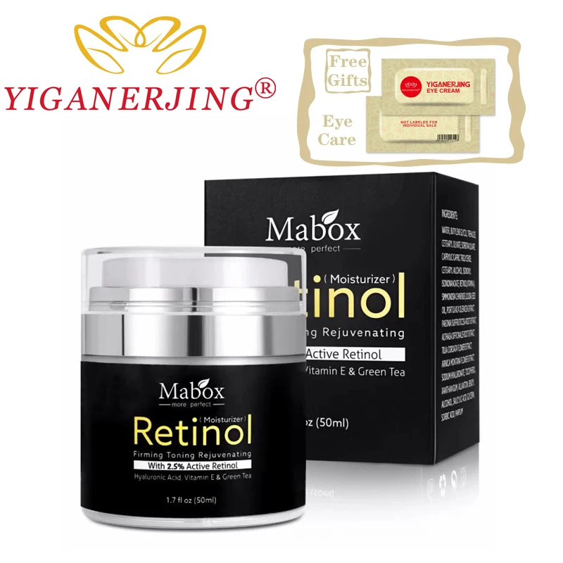 Mabox 50Ml Retinol 2.5%moisturizer Face Cream Hyaluronic Acid Antiaging Remove Wrinkle Vitamin E Collagen Smooth Whitening Cream