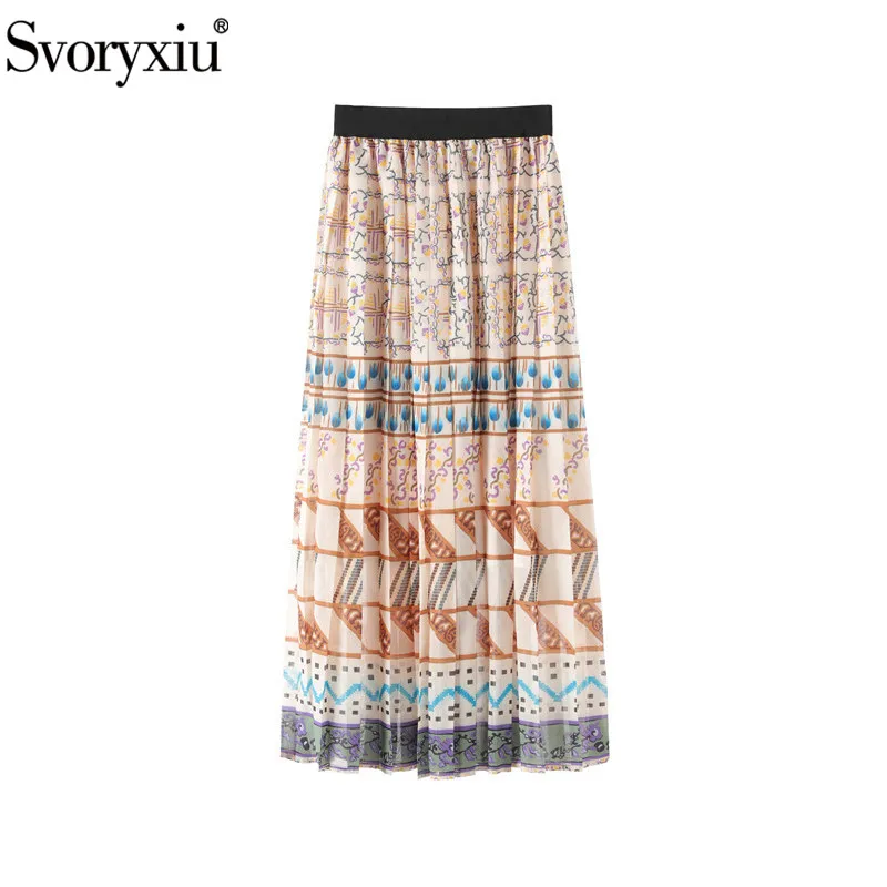 Svoryxiu летняя подиумная Дизайнерская Женская плиссированная юбка барокко печать модная уличная элегантная юбка