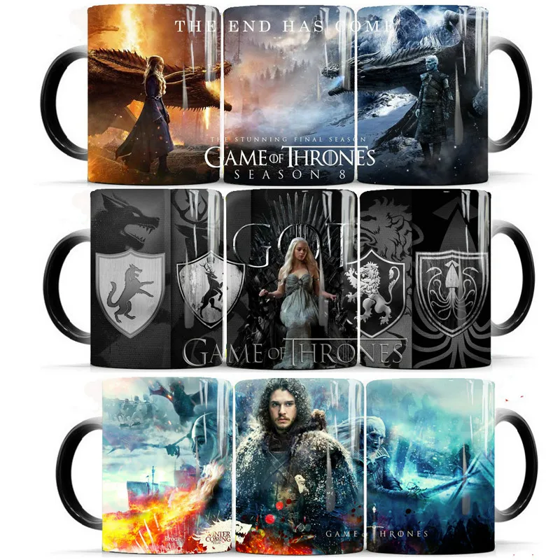 

Magic Ceramic Coffee Mug Game of Throne Water Bottle Bar Beer Milk Tea Cup Changing Color By Hot Cold Water Creative Gift Cup