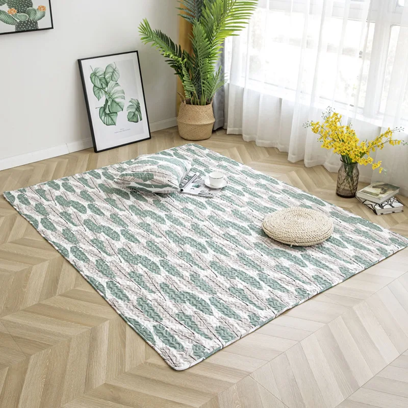 

Nordic fresh home crawling tatami carpet non-slip picnic mat living room bedroom rug Cotton fabric carpet machine washable mats