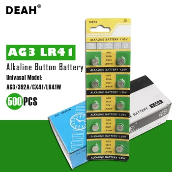 

DEAH 500PCS 1.55V AG3 LR41 Alkaline Cell Coin Battery SR41 392 192 AG 3 L736 384 SR41SW CX41 Button Batteries For Watches Toy