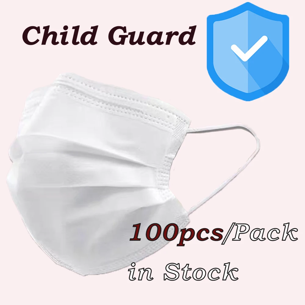 

100pcs Kids Masks Disposable Mask Non-woven AntiDust Masks 3-Layers Anti-pollution PM2.5 Mask Dustproof Mouth Mask Earloop